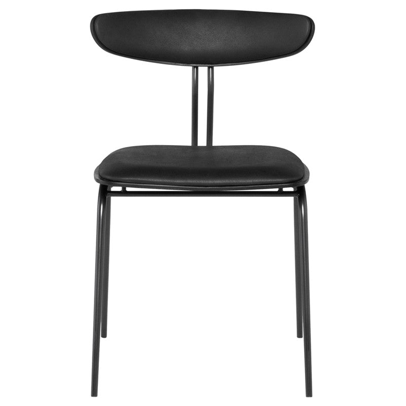 Giada Dining Chair Black Leather/Black Steel Frame 19.3″ - Be Bold Furniture