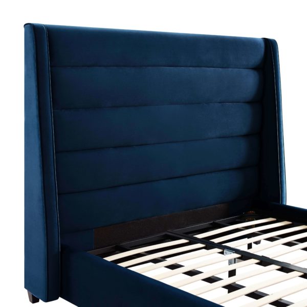 Koah Navy Velvet Bed - Be Bold Furniture