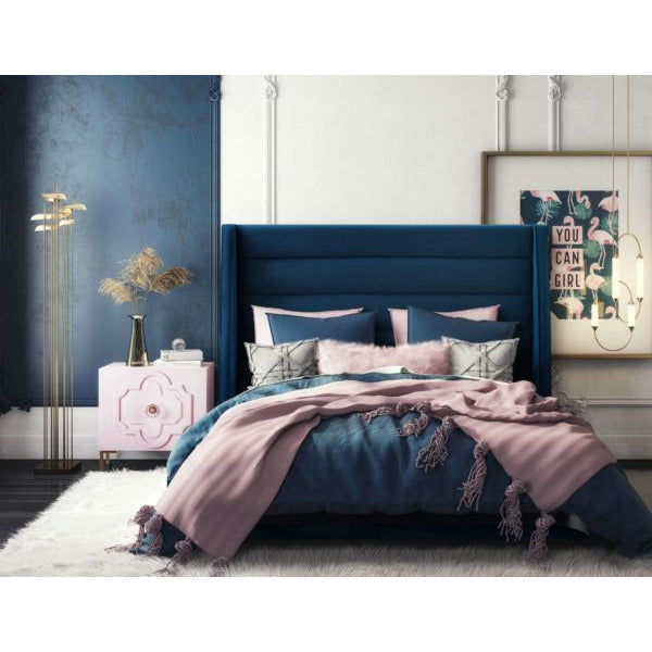 Koah Navy Velvet Bed - Be Bold Furniture