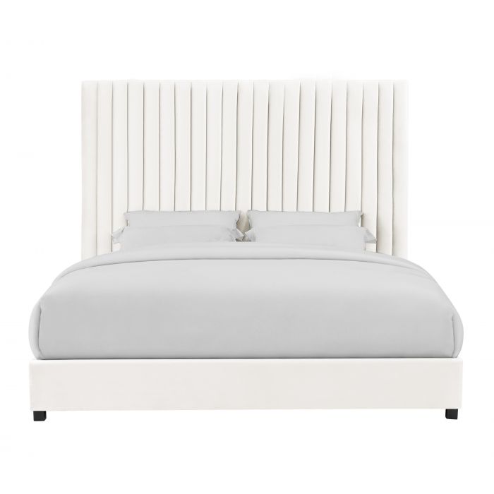 Arabelle White Velvet Bed - Be Bold Furniture