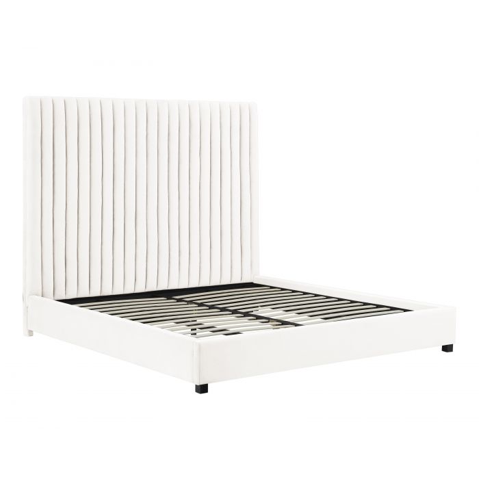 Arabelle White Velvet Bed - Be Bold Furniture