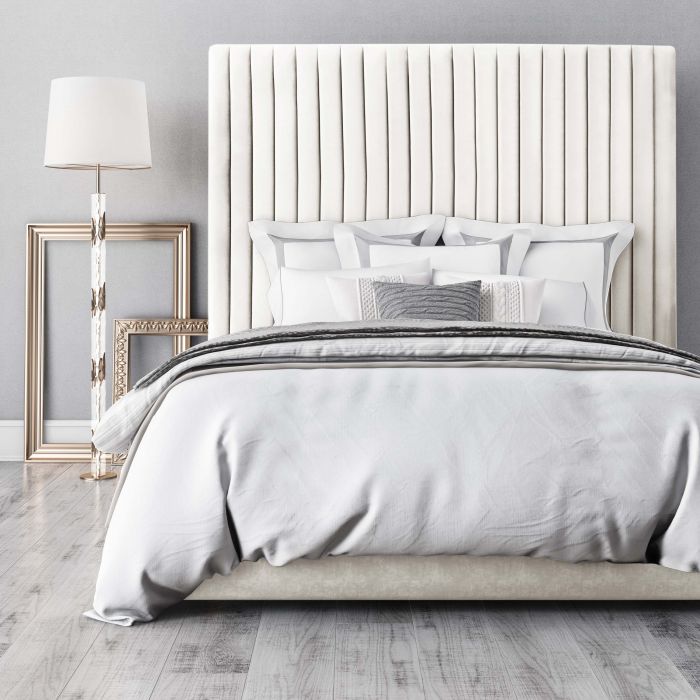 Arabelle White Velvet Bed - Be Bold Furniture