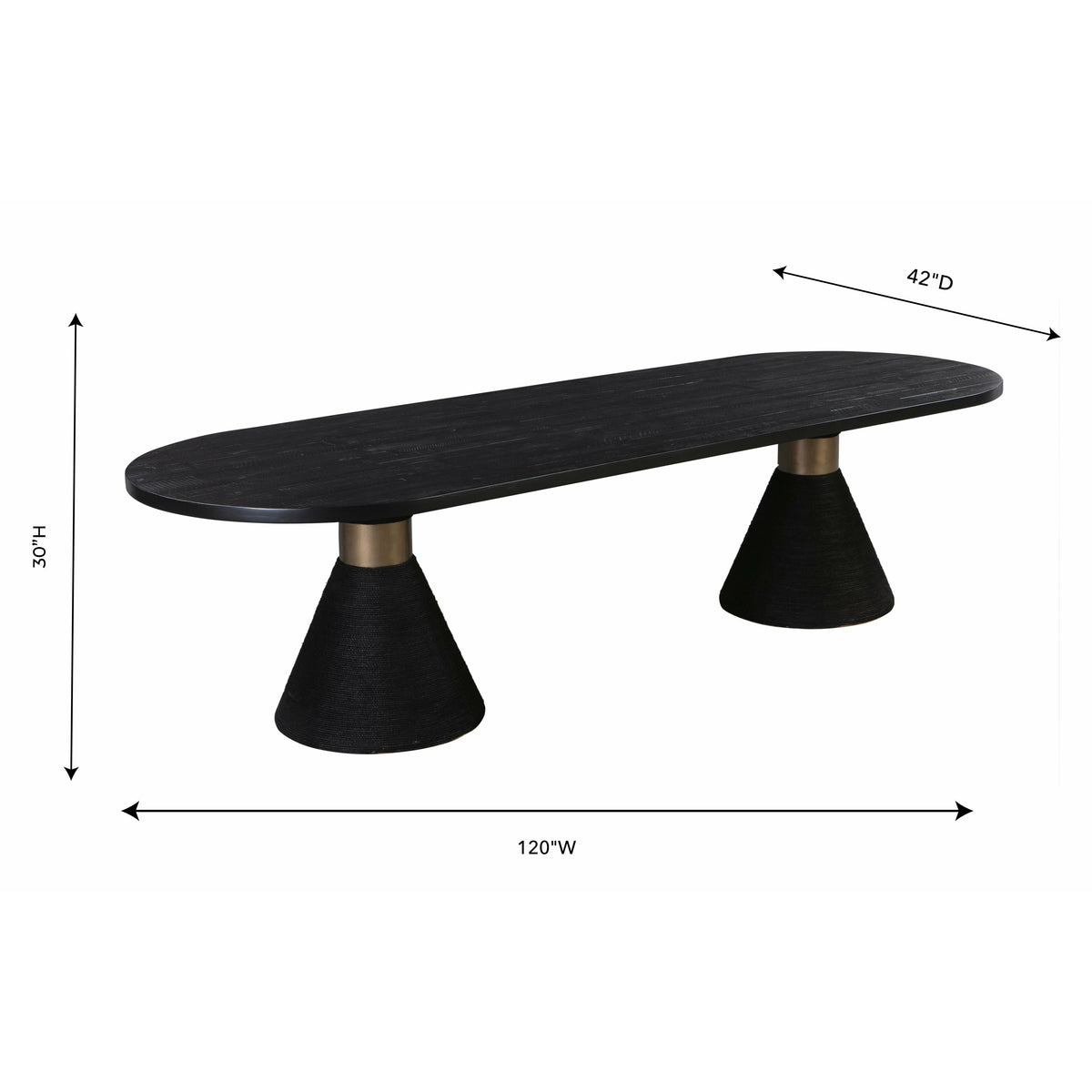 Rishi Black Rope Oval Table - Be Bold Furniture