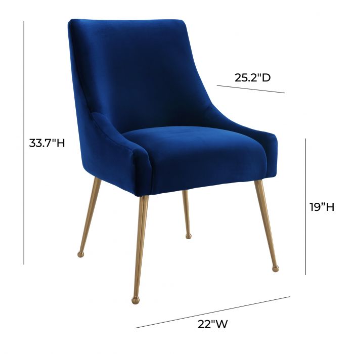 Beatrix Navy Velvet Side Chair - Be Bold Furniture