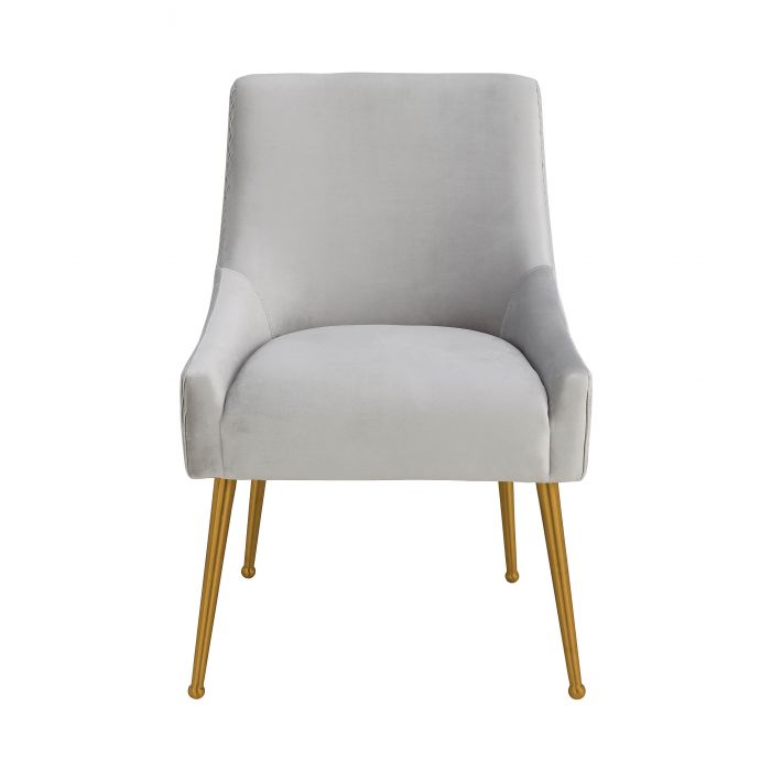 Beatrix Pleated Light Grey Velvet Side Chair - Be Bold Furniture