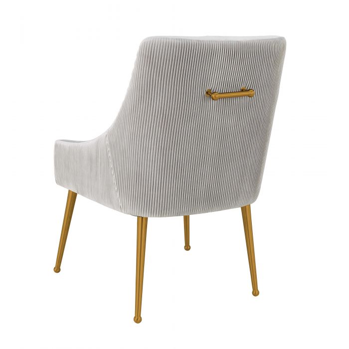 Beatrix Pleated Light Grey Velvet Side Chair - Be Bold Furniture