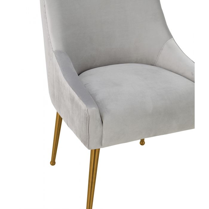 Beatrix Pleated Light Grey Velvet Side Chair - Be Bold Furniture