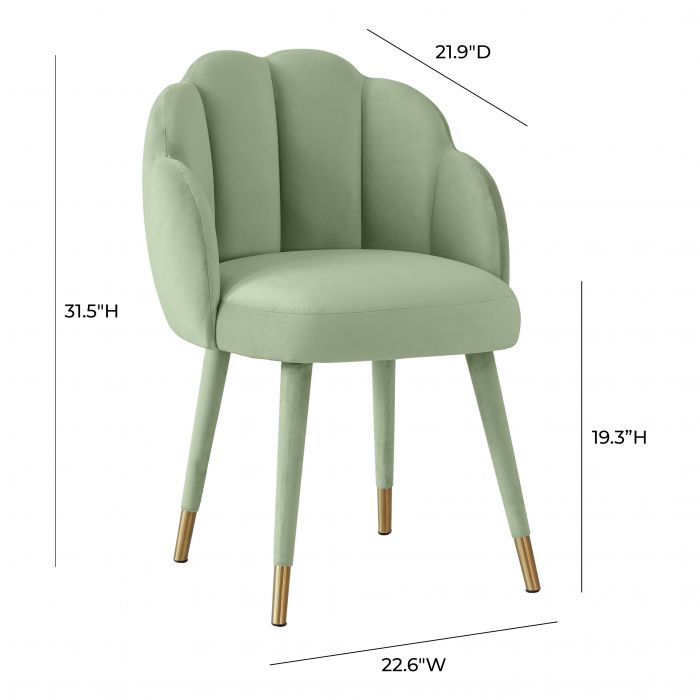 Gardenia Moss Green Velvet Dining Chair - Be Bold Furniture