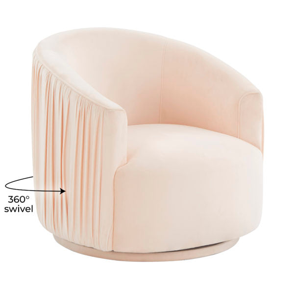 London Peach Pleated Swivel Chair - Be Bold Furniture