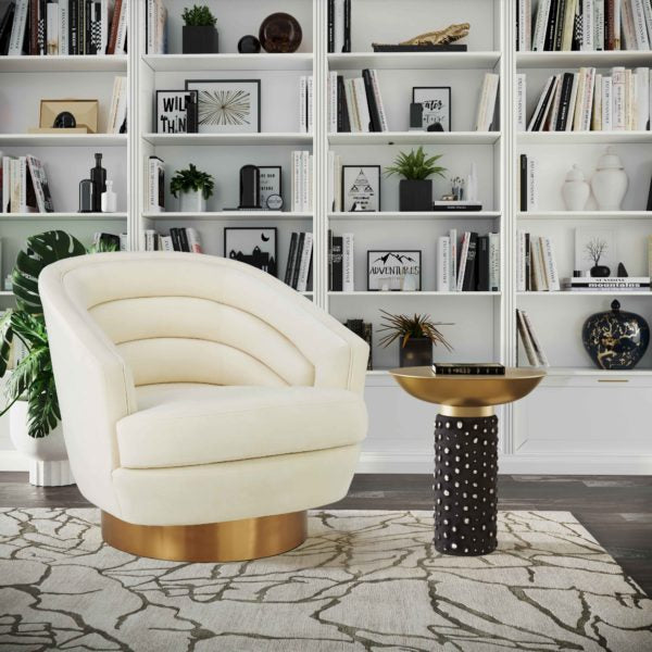 Canyon Cream Velvet Swivel Chair - Be Bold Furniture
