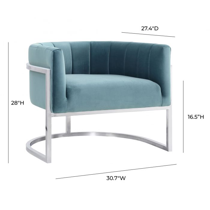 Magnolia Sea Blue Chair with Silver Base - Be Bold Furniture