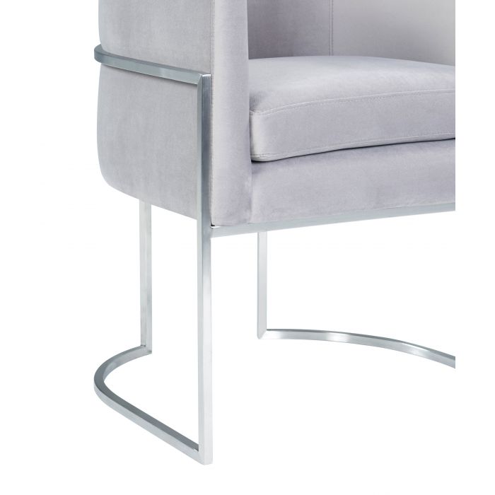 Giselle Grey Velvet Dining Chair with Silver Leg - Be Bold Furniture