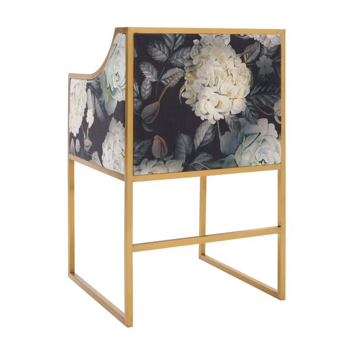 Atara Floral Velvet Gold Chair - Be Bold Furniture