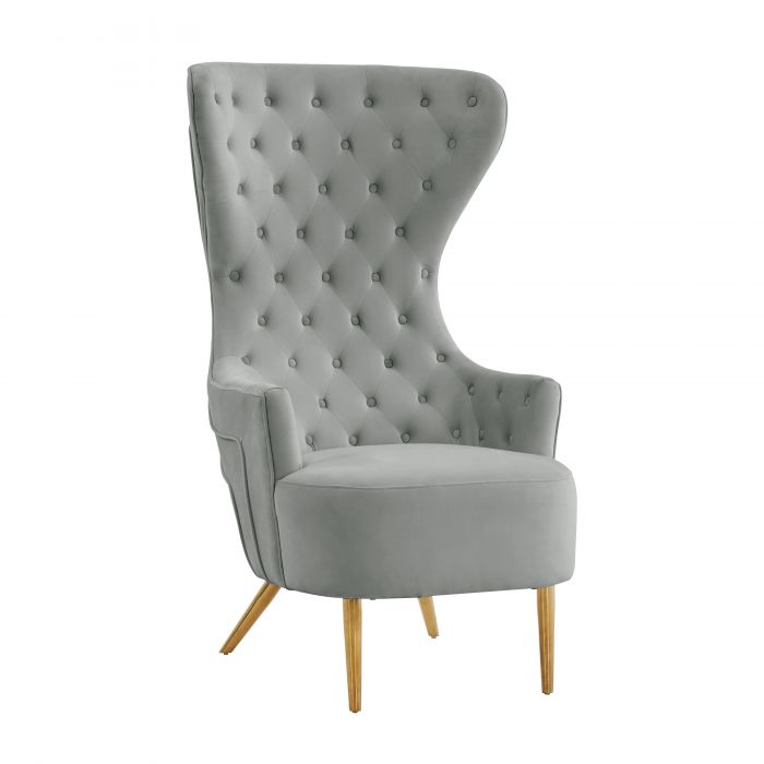 Jezebel Grey Velvet Wingback Chair - Be Bold Furniture