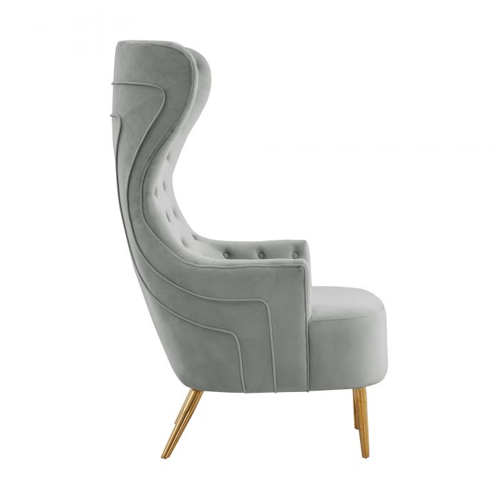 Jezebel Grey Velvet Wingback Chair - Be Bold Furniture