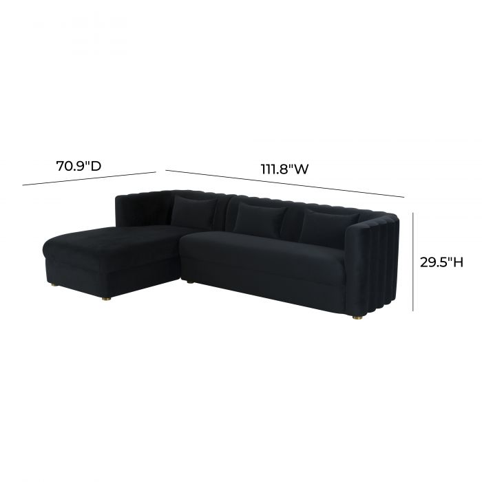 Callie Black Velvet Sectional LAF - Be Bold Furniture