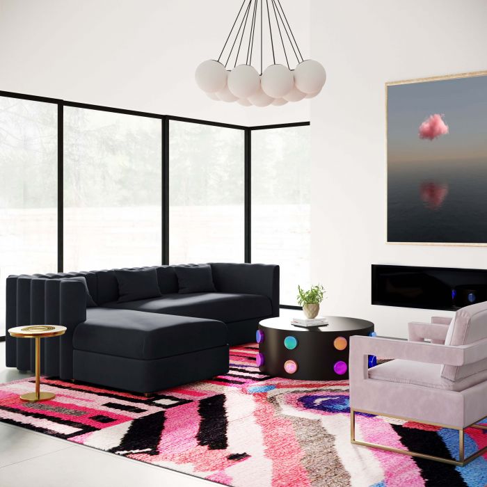 Callie Black Velvet Sectional LAF - Be Bold Furniture