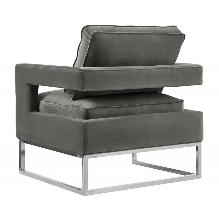 Avery Grey Velvet Chair Silver Frame - Be Bold Furniture