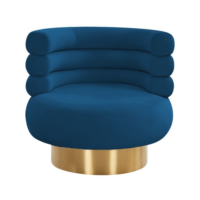 Naomi Navy Velvet Swivel Chair - Be Bold Furniture