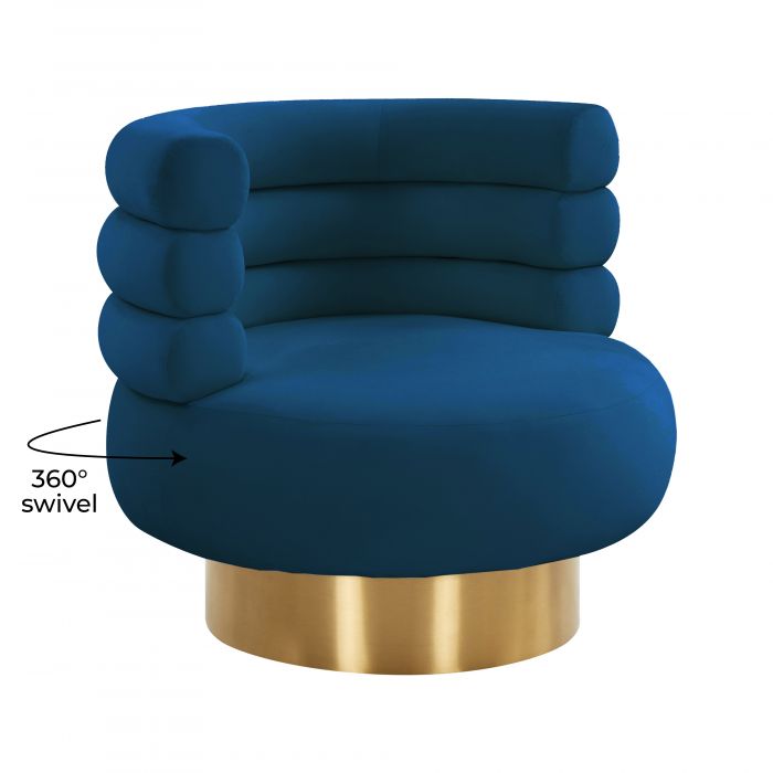 Naomi Navy Velvet Swivel Chair - Be Bold Furniture